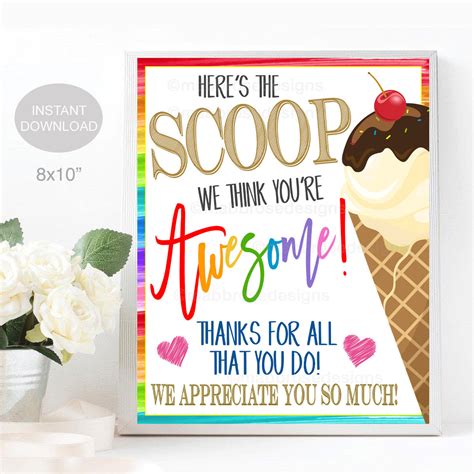 Ice Cream Teacher Appreciation Printable